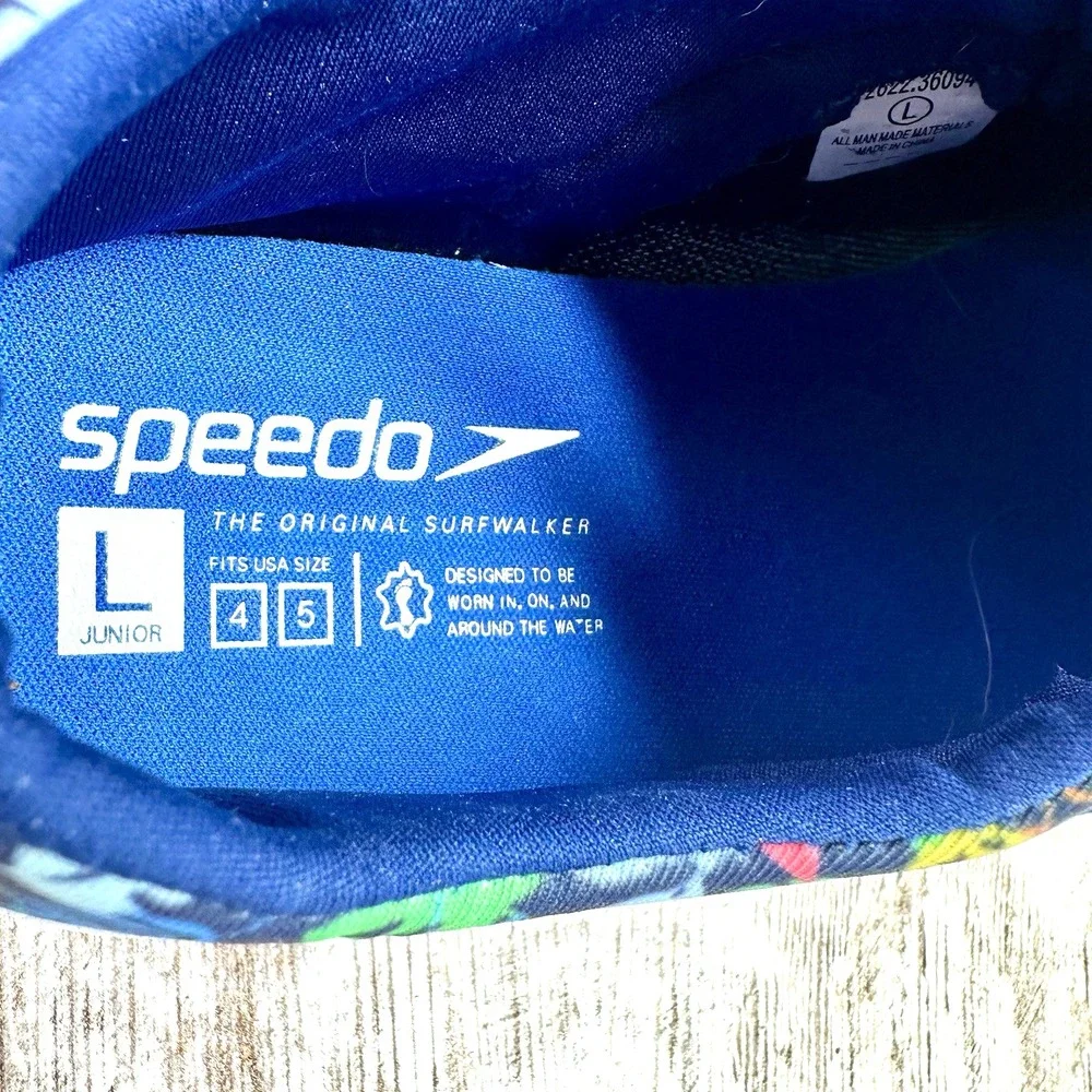 Speedo Aqua Skimmer Water Shoes‎ Junior Girls' Sz Large 4-5 Purple Floral